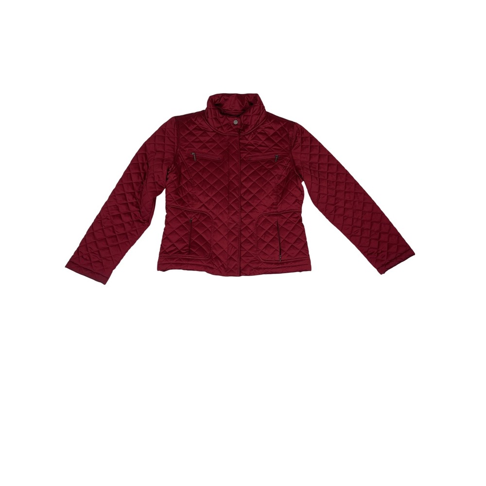 Calvin Klein Jacket Womens Large Red Quilted Full Zip Insulated Puffer Polyester